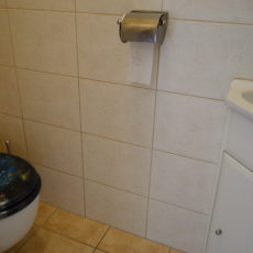 Toaleta s umyvadlem v přízemí chaty